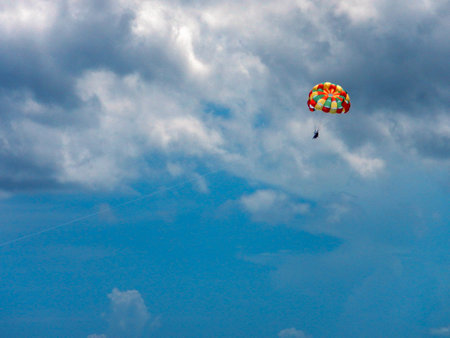 Person parasailing in Nassau, Bahamasの写真素材