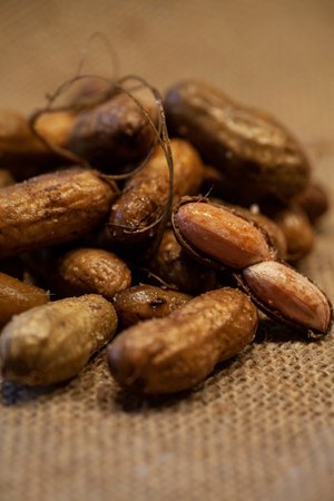 Boiled peanuts in the shell with salt.