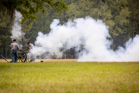 Civil war reenactment at Port Hudson in Louisiana.のeditorial素材