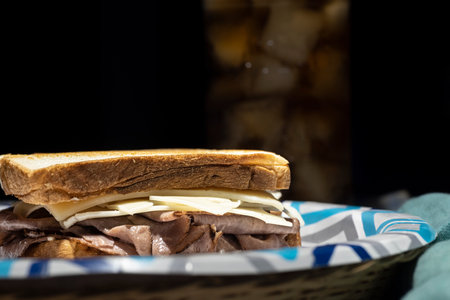Roast beef and swiss cheese sandwich.の写真素材