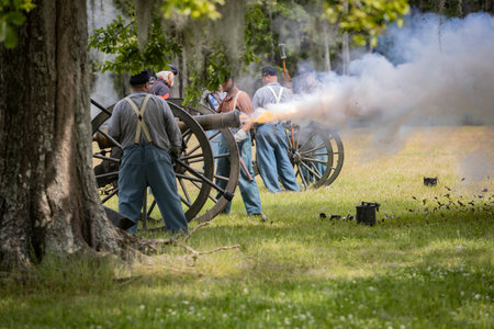 Civil war reenactment at Port Hudson in Louisiana.のeditorial素材