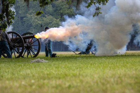 Civil war reenactment at Port Hudson in Louisiana.のeditorial素材