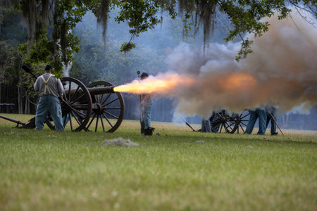 Civil war reenactment at Port Hudson in Louisiana.のeditorial素材