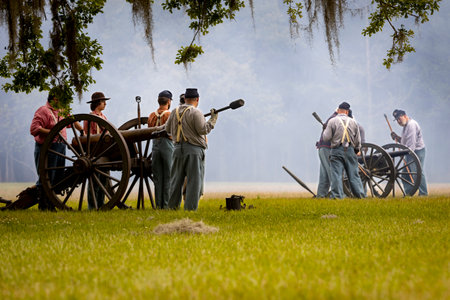 Civil war reenactment at Port Hudson in Louisiana.のeditorial素材