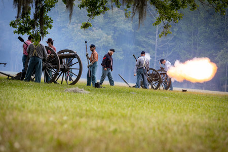 Civil war reenactment at Port Hudson in Louisiana.のeditorial素材