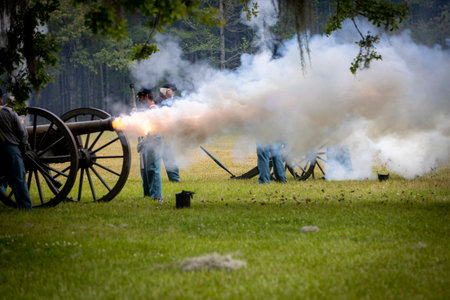 Civil war reenactment at Port Hudson in Louisiana.のeditorial素材