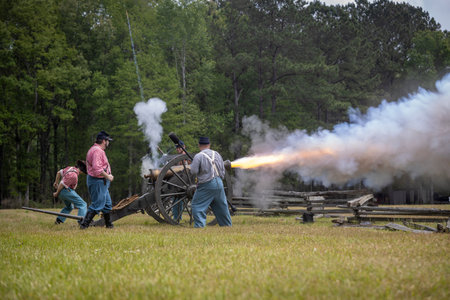 Civil war reenactment at Port Hudson in Louisiana.のeditorial素材