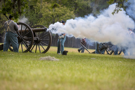 Civil war reenactment at Port Hudson in Louisiana.のeditorial素材