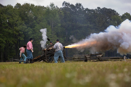 Civil war reenactment at Port Hudson in Louisiana.のeditorial素材
