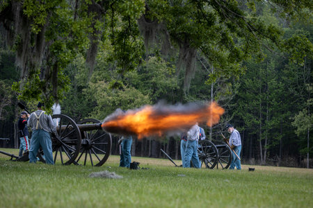 Civil war reenactment at Port Hudson in Louisiana.のeditorial素材