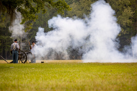 Civil war reenactment at Port Hudson in Louisiana.のeditorial素材