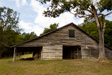 Old weathered horse barn in the country.の写真素材