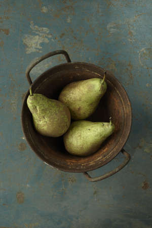 Three pears over grey backgroundの写真素材