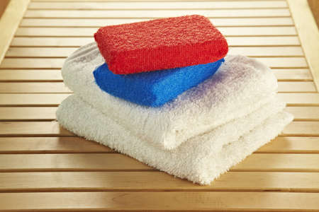 sponges and towelsの写真素材