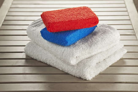 sponges and towelsの写真素材