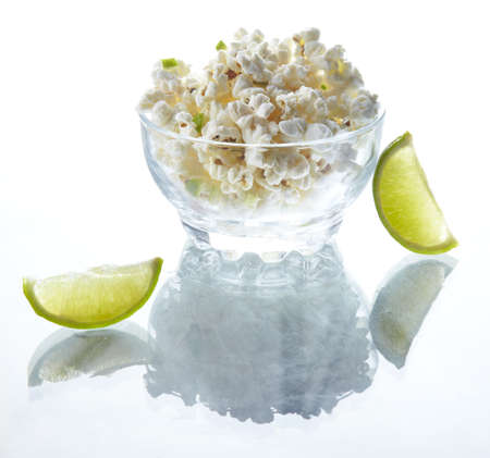 Pop Corn isolated on white backgroundの写真素材