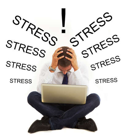 Stressed businessman with headacheの写真素材