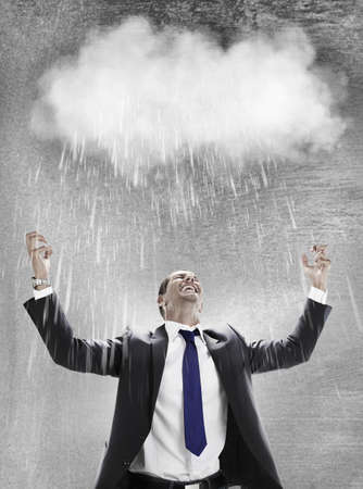 Businessman under brainstormingの写真素材