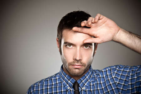 Young man face, high detailed portrait.の写真素材