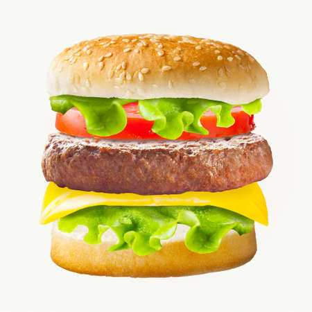 Big hamburger with fresh ingredients の写真素材