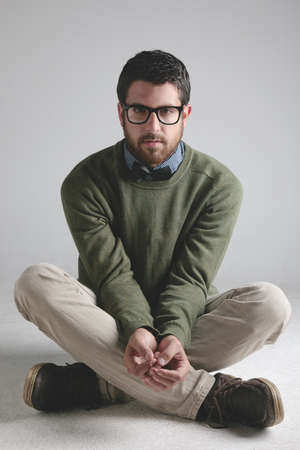 Young modern man portrait wearing bow tie.の写真素材