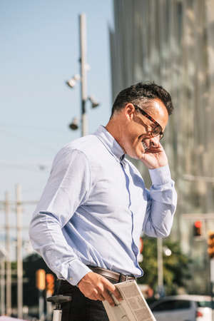 Handsome man in the city.の写真素材