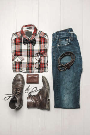 Still life of casual man stuffの写真素材
