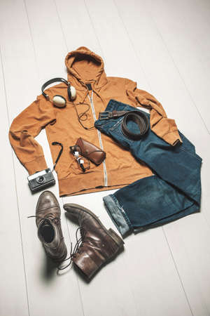 Still life of street style man stuffの写真素材