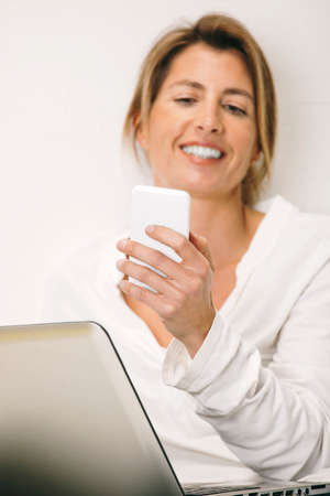 Business woman working with laptop at home 