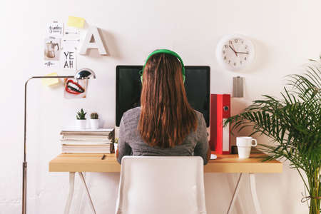 Desk of creative worker. 