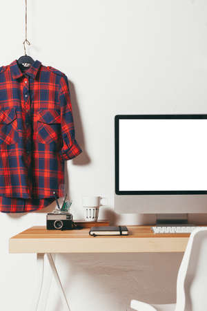Industrial workspace with computer.の写真素材