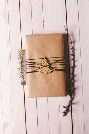 Beautiful present with Xmas decoration.の写真素材