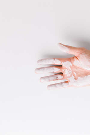 Man hand isolated on white.
