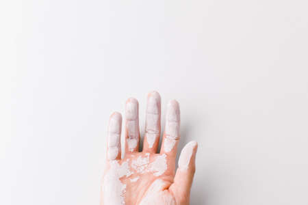 Man hand isolated on white.の写真素材