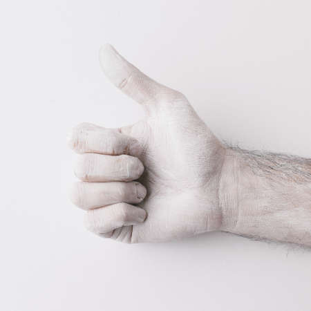 Man hand isolated on white.の写真素材