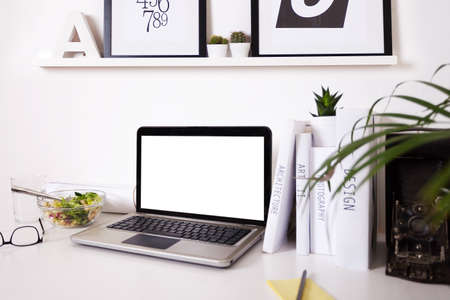 Black and white office at home.の写真素材