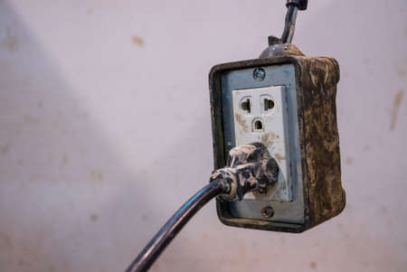 muddy wall plug modify for using inside public clay pot workshopの写真素材