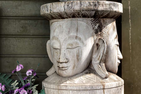 Carved wooden furniture  in asian shape faceの写真素材