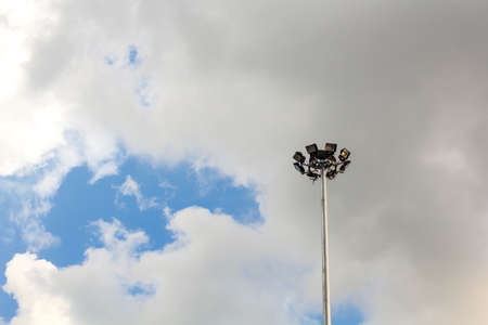 Street lamp in the dark and blue skyの写真素材