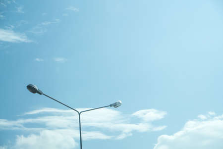 Street lamp in the blue skyの写真素材