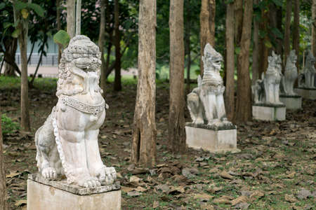 An old sculpture in the park of Thal universityの写真素材