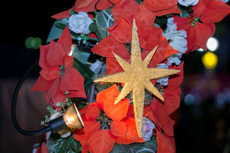 Early Christmas decoration at nightの写真素材