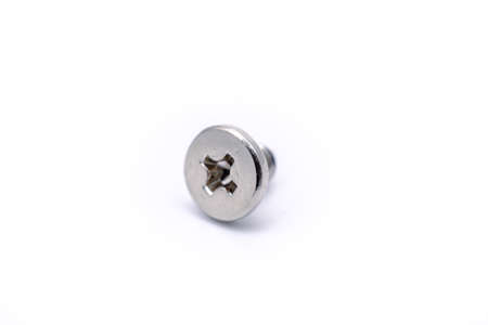 Computer case screw on white background