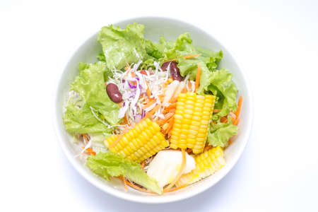 Vegetable salad on white backgroundの写真素材
