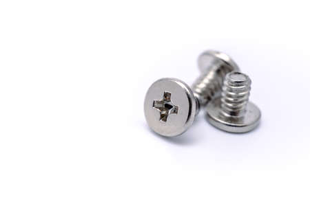 Computer case screw on white background