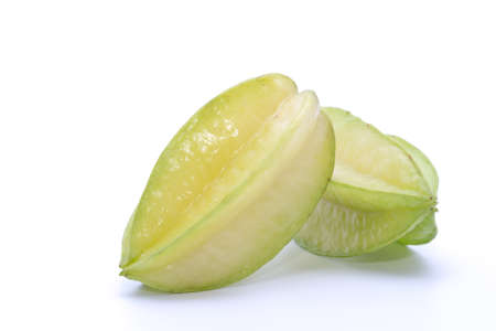 Carambola or Starfruit on white backgroundの写真素材