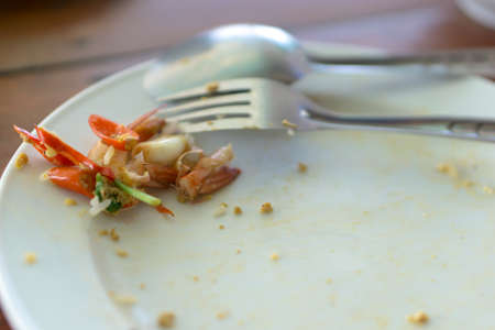 Leftover Thai food on the plate