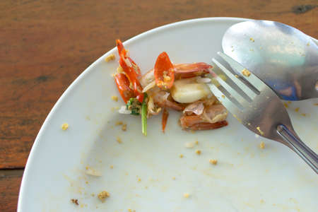 Leftover Thai food on the plateの写真素材