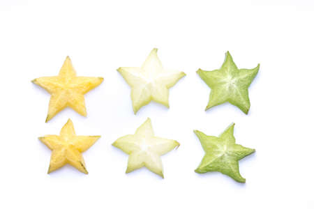 Carambola or Starfruit on white background