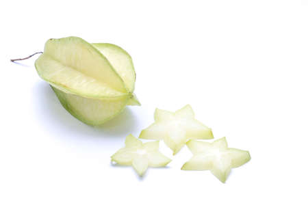 Carambola or Starfruit on white backgroundの写真素材